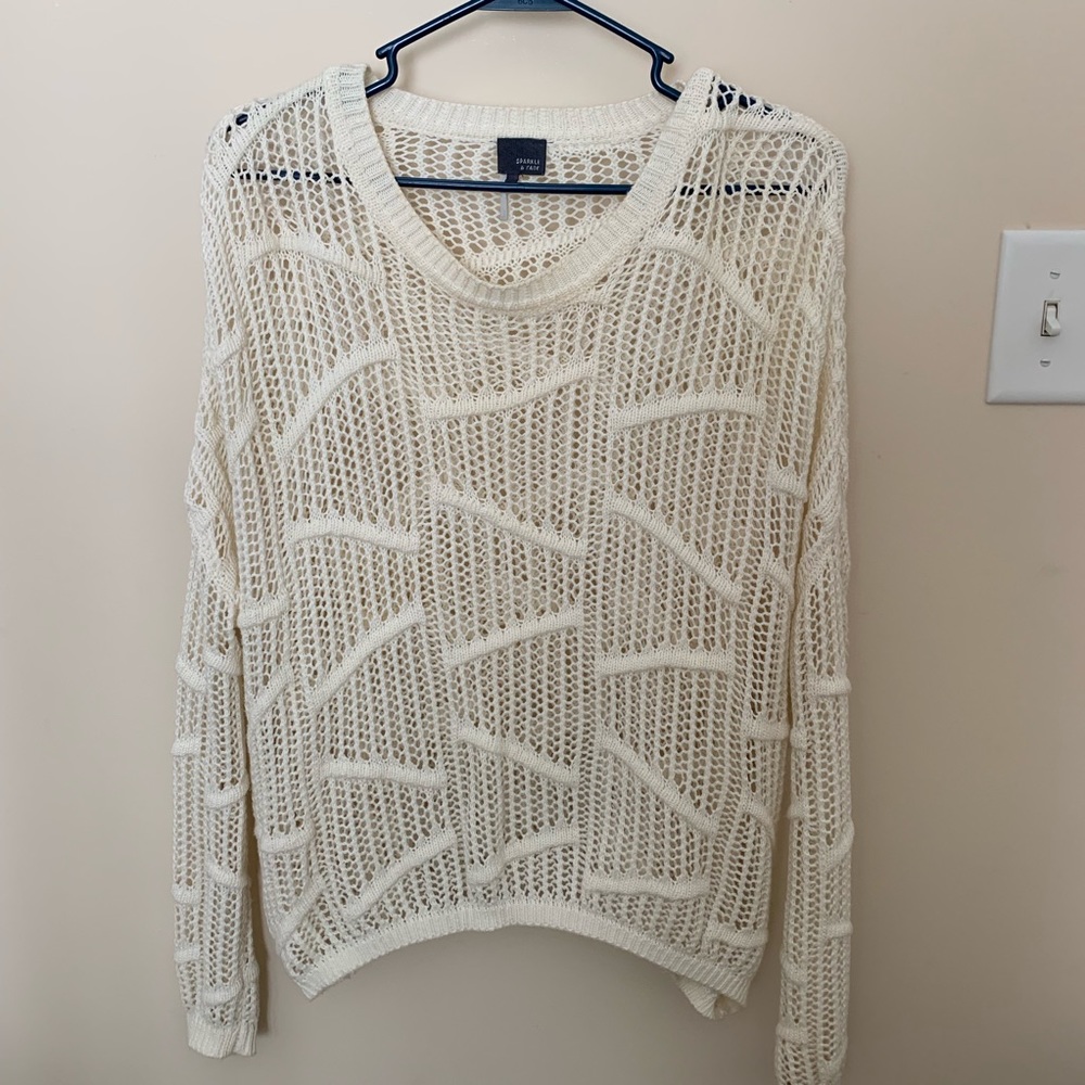 Sparkle & Fade Open Knit Slouch Crop Sweater XS